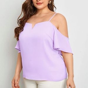 (PLUS) Cold Shoulder Blouse